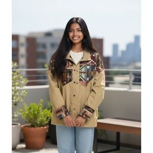 Vintage David James Aztec Tapestry Western Ranch Chore Coat Jacket small